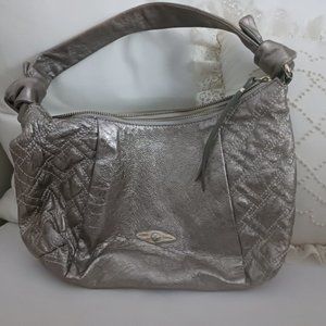 Elliott Lucca Silver Metalic Hobo Style Hand Bag